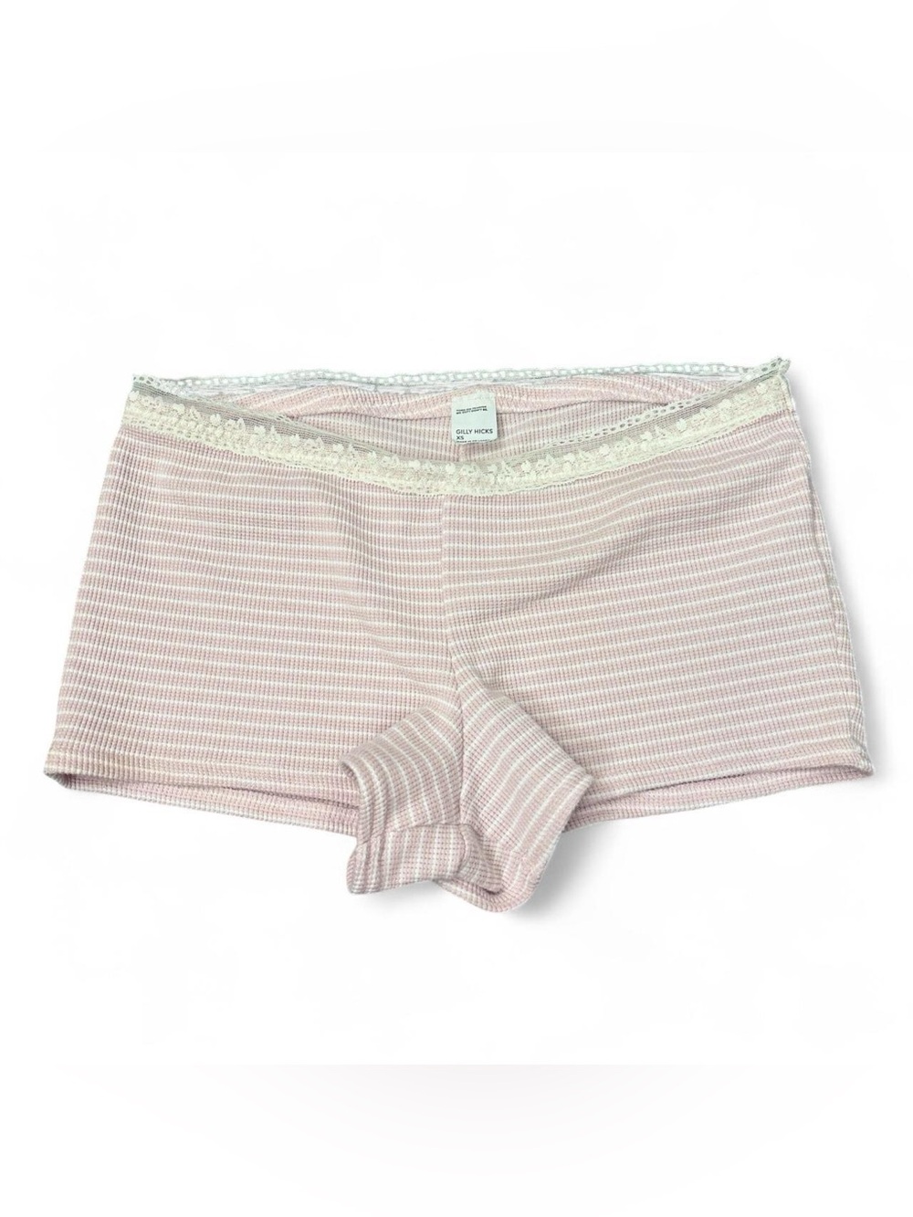 Gilly Hicks Pink & White Striped Lace-Trim Shorts Size XS